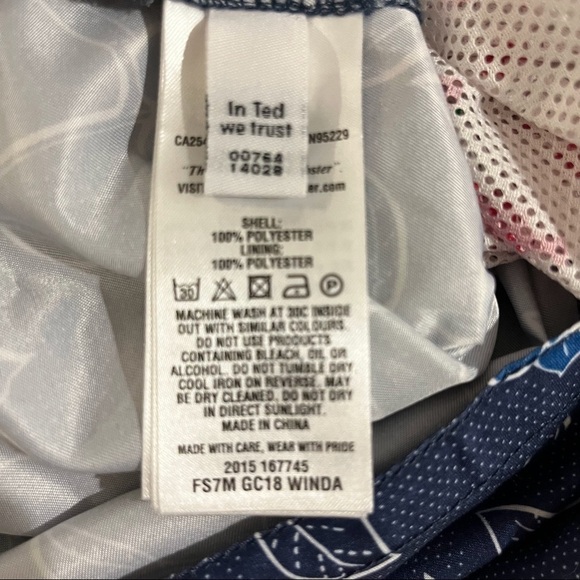 Ted Baker Floral Swimsuit Navy Blue Size 4 5 inch Swim Trunks Elastic Waist - Picture 7 of 9